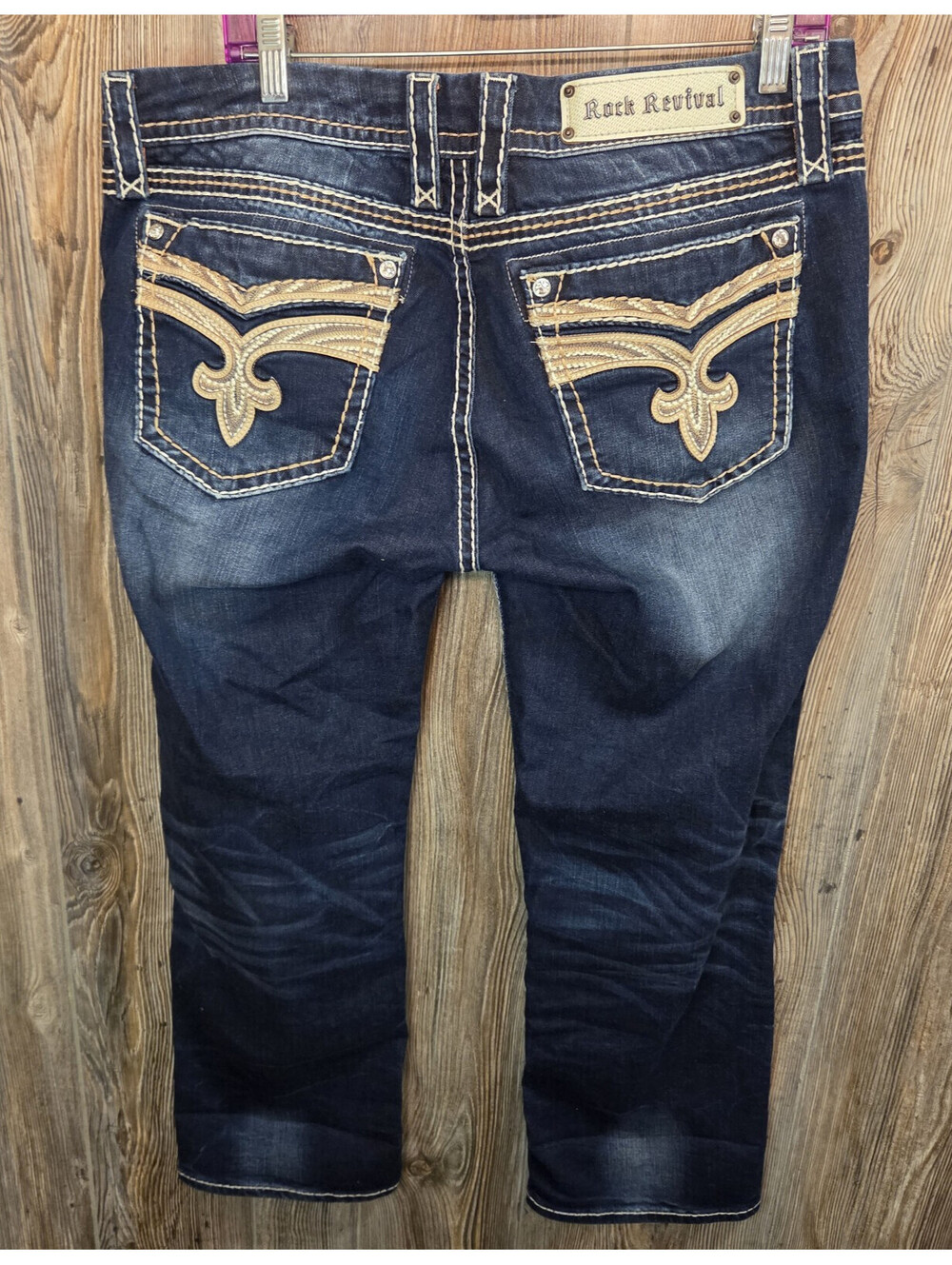 Rock Revival "Sorrel" Women Capri Denim Blue Jeans Women Size 34 (36x27) Western